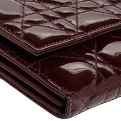 Pre Owned Dior Red Cannage Patent Leather Lady Dior Wallet on Chain