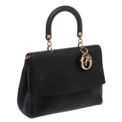Pre Owned Dior Black Leather Large Be Dior Flap Top Handle Bag