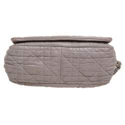 Pre Owned Dior Grey Leather Delices Gaufre Flap Shoulder Bag