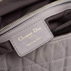 Pre Owned Dior Grey Leather Delices Gaufre Flap Shoulder Bag