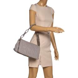 Pre Owned Dior Grey Leather Delices Gaufre Flap Shoulder Bag