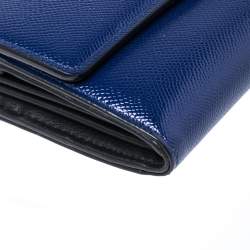 مملوكة مسبقًا Dior Blue Patent Leather Mania Rendez-Vous Wallet on Chain