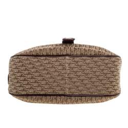 Pre Owned Dior Beige Oblique Canvas and Suede Buckle Flap Hobo