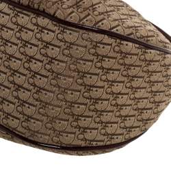 Pre Owned Dior Beige Oblique Canvas and Suede Buckle Flap Hobo