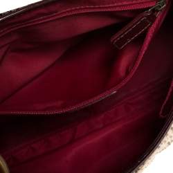 Pre Owned Dior Beige Oblique Canvas and Suede Buckle Flap Hobo