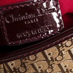 Pre Owned Dior Beige Oblique Canvas and Suede Buckle Flap Hobo