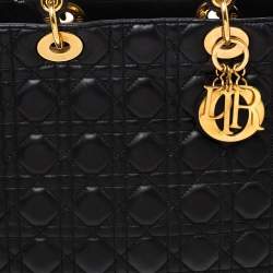 مملوكة مسبقًا Dior Black Cannage Leather Large Lady Dior Tote