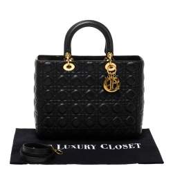 مملوكة مسبقًا Dior Black Cannage Leather Large Lady Dior Tote