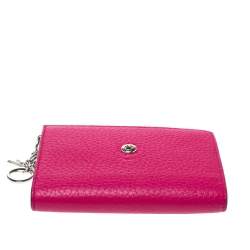 Dior Magenta Leather Flap Compact Wallet