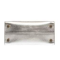Pre Owned Dior Metallic Silver Leather Medium Diorever Bag