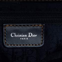 Pre Owned Dior Blue Crystal Embellished Denim and Leather Saddle Bag