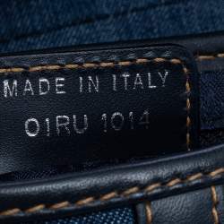 Pre Owned Dior Blue Crystal Embellished Denim and Leather Saddle Bag