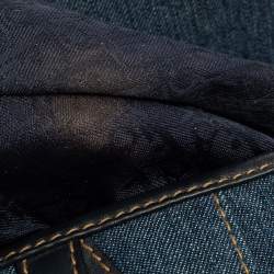 Pre Owned Dior Blue Crystal Embellished Denim and Leather Saddle Bag