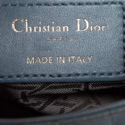 مملوكة مسبقًا حقيبة يد ديور "ليدي ديور" صغيرة جلد كاناج أزرق فاتح