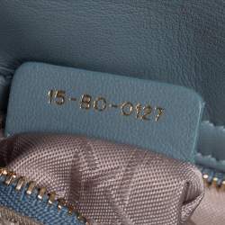 مملوكة مسبقًا حقيبة يد ديور "ليدي ديور" صغيرة جلد كاناج أزرق فاتح