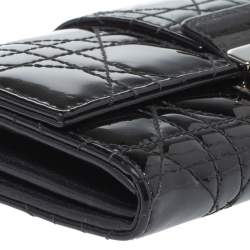 Pre Owned محفظة بسلسلة ديور "نيو لوك" جلد لامع كاناج أسود