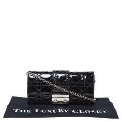 Pre Owned محفظة بسلسلة ديور "نيو لوك" جلد لامع كاناج أسود