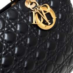 مملوكة مسبقًا Dior Black Leather Extra Large Lady Dior Tote