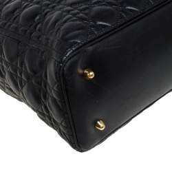 مملوكة مسبقًا Dior Black Leather Extra Large Lady Dior Tote