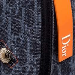 Pre Owned Dior Blue/Orange Oblique Canvas Flight Flap Messenger Bag