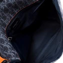 Pre Owned Dior Blue/Orange Oblique Canvas Flight Flap Messenger Bag