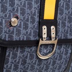 Pre Owned Dior Blue/Orange Oblique Canvas Flight Flap Messenger Bag