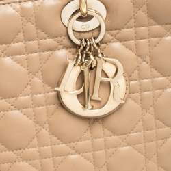 مملوكة مسبقًا Dior Beige Cannage Leather Large Lady Dior Tote