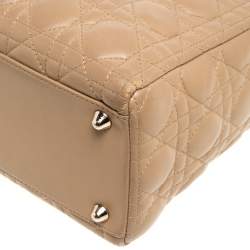 مملوكة مسبقًا Dior Beige Cannage Leather Large Lady Dior Tote