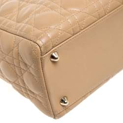 مملوكة مسبقًا Dior Beige Cannage Leather Large Lady Dior Tote