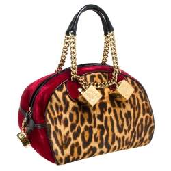 مملوكة مسبقًا Dior Multicolor Leopard Print Calfhair, Velvet and Patent Leather Gambler Dice Bag