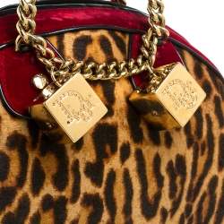 مملوكة مسبقًا Dior Multicolor Leopard Print Calfhair, Velvet and Patent Leather Gambler Dice Bag