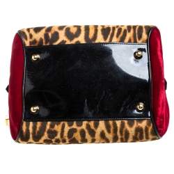 مملوكة مسبقًا Dior Multicolor Leopard Print Calfhair, Velvet and Patent Leather Gambler Dice Bag