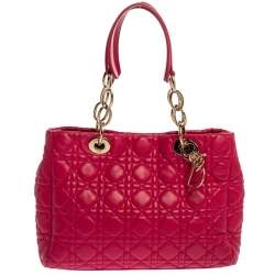 CHRISTIAN DIOR Mini Lady Dior Pink Nylon Cannage Quilted Classic  Women's Handbag