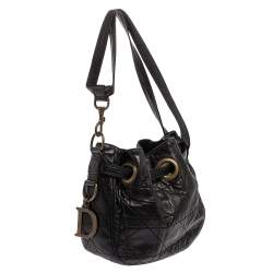 Pre Owned حقيبة ديور رباط قفل ميس ديور جلد كاناج سوداء 