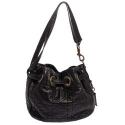 Pre Owned حقيبة ديور رباط قفل ميس ديور جلد كاناج سوداء 