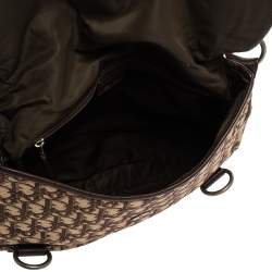 مملوكة مسبقًا Dior Brown Oblique Canvas and Leather CD Logo Flap Hobo