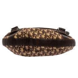 مملوكة مسبقًا Dior Brown Oblique Canvas and Leather CD Logo Flap Hobo