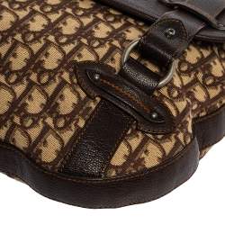 مملوكة مسبقًا Dior Brown Oblique Canvas and Leather CD Logo Flap Hobo