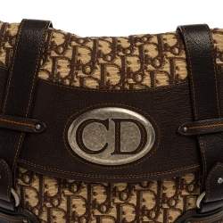 مملوكة مسبقًا Dior Brown Oblique Canvas and Leather CD Logo Flap Hobo