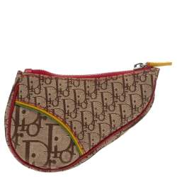 Pre Owned Dior Multicolor Oblique Canvas Rasta Saddle Coin Purse