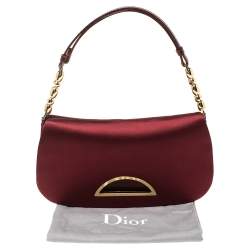 Pre Owned Dior Burgundy Satin Malice Shoulder Bag