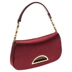 Pre Owned Dior Burgundy Satin Malice Shoulder Bag