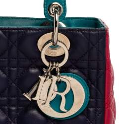 Pre Owned Dior Multicolor Cannage Leather Medium Lady Dior Tote