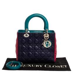 Pre Owned Dior Multicolor Cannage Leather Medium Lady Dior Tote