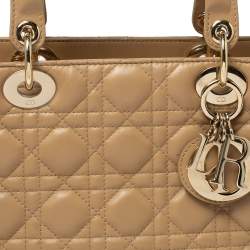 مملوكة مسبقًا Dior Beige Cannage Leather Medium Lady Dior Tote 