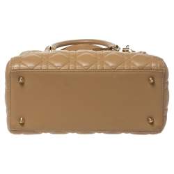 مملوكة مسبقًا Dior Beige Cannage Leather Medium Lady Dior Tote 