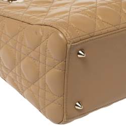 مملوكة مسبقًا Dior Beige Cannage Leather Medium Lady Dior Tote 