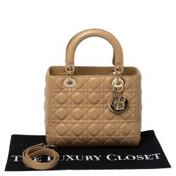 مملوكة مسبقًا Dior Beige Cannage Leather Medium Lady Dior Tote 