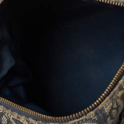 Pre Owned Dior Navy Blue Oblique Canvas and Leather Small Trotter Boston Bag