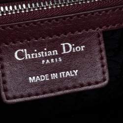 Pre Owned Dior Burgundy Cannage Leather Large Lady Dior Tote